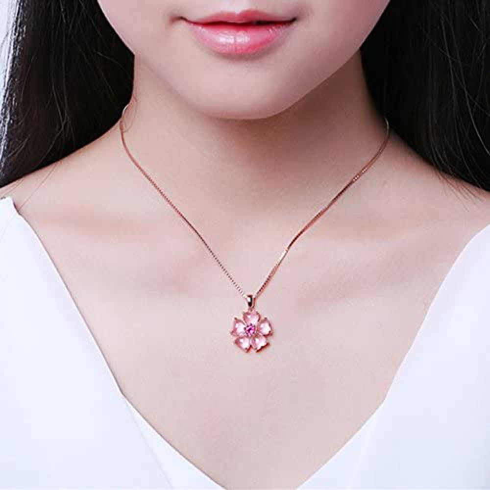 Collier pendentif Sakura rose