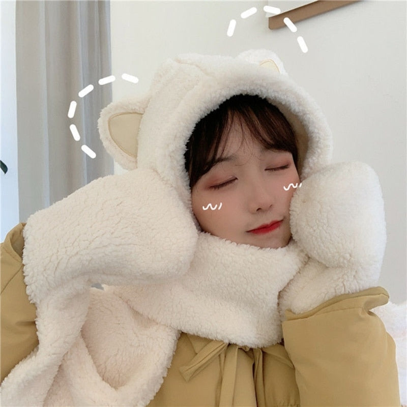 Écharpe à capuche en peluche pour chat