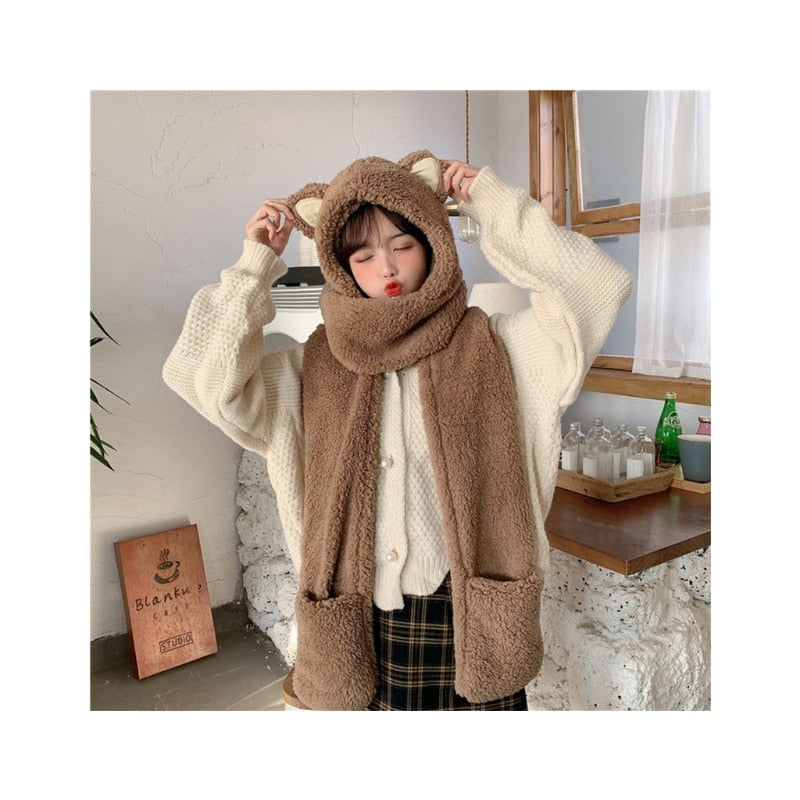 Écharpe à capuche en peluche pour chat