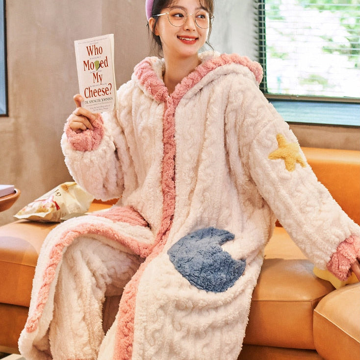 Cute Hooded Robe Winter Pajamas