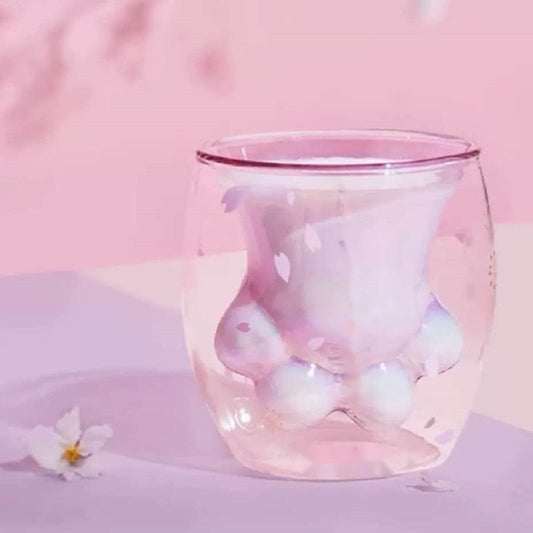 Tasse à patte de chat en fleurs de cerisier