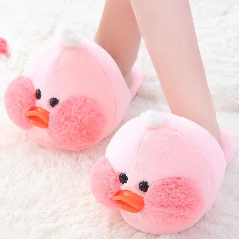 Chaussons en peluche Kawaii en forme de canard