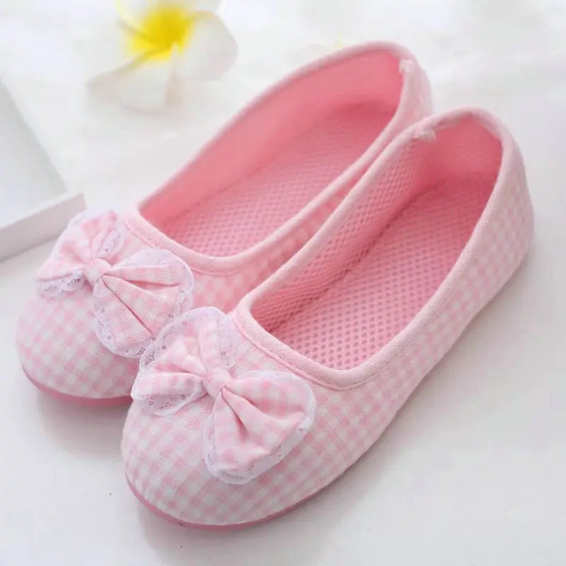 Cute Gingham Cotton Slippers