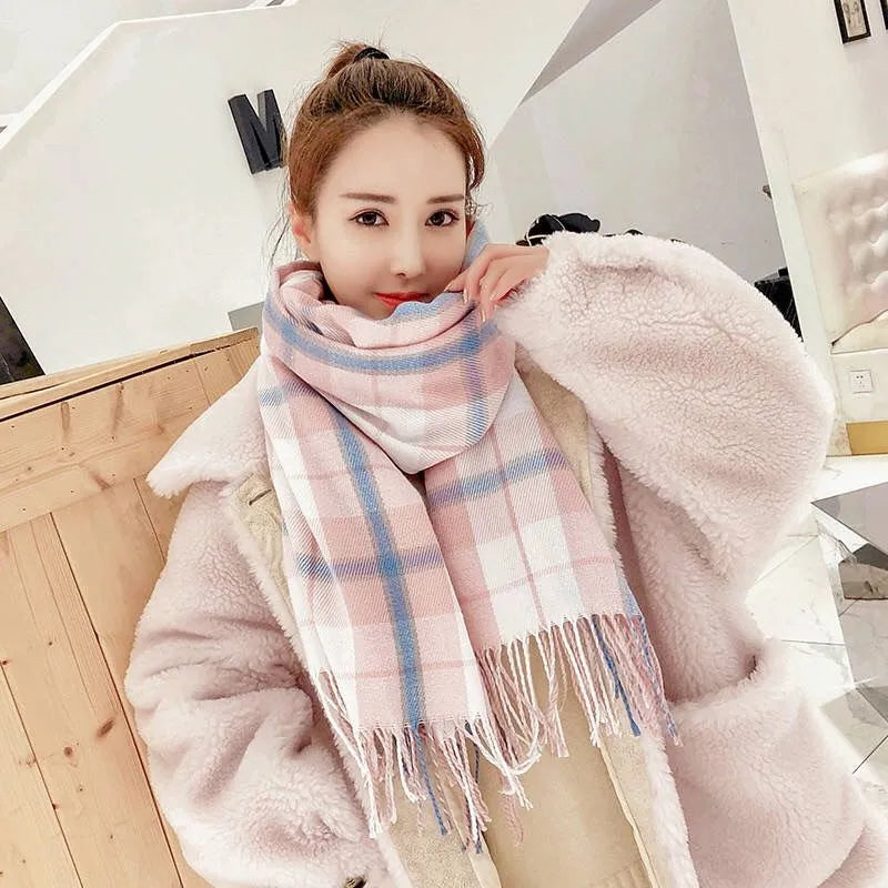 Écharpes à carreaux roses