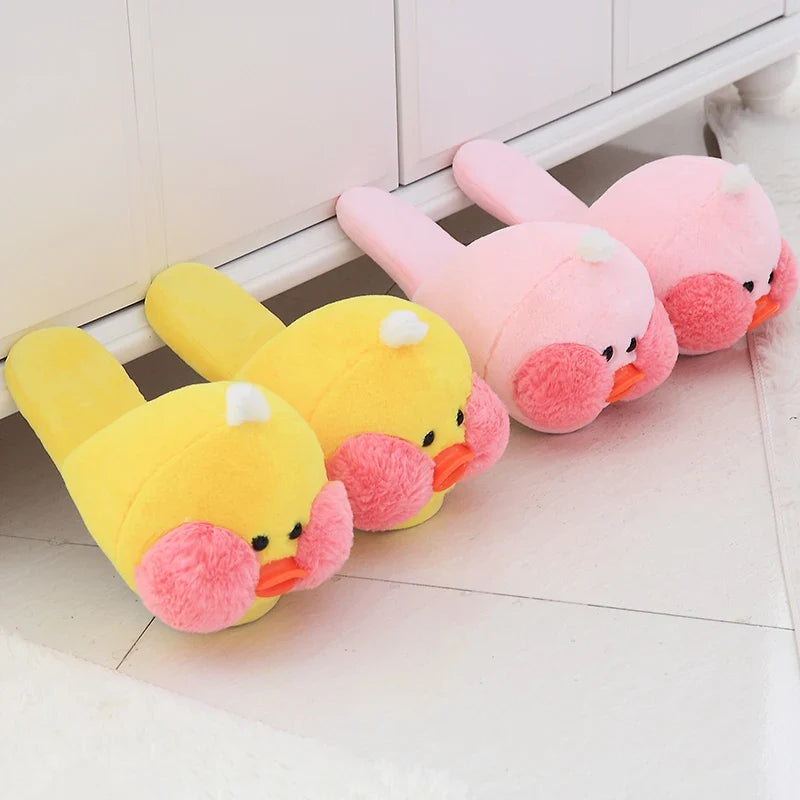 Chaussons en peluche Kawaii en forme de canard