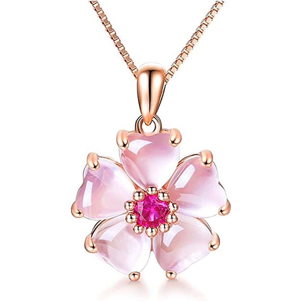 Collier pendentif Sakura rose