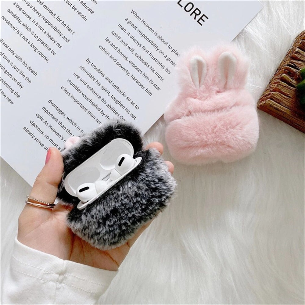 Étui pour Airpods en peluche lapin