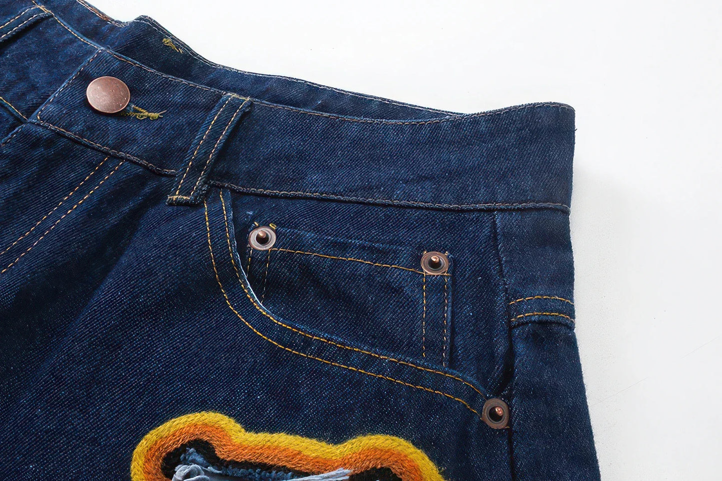 Flame Burnout Distressed Denim Shorts – Bold, Streetwear-Inspired Design