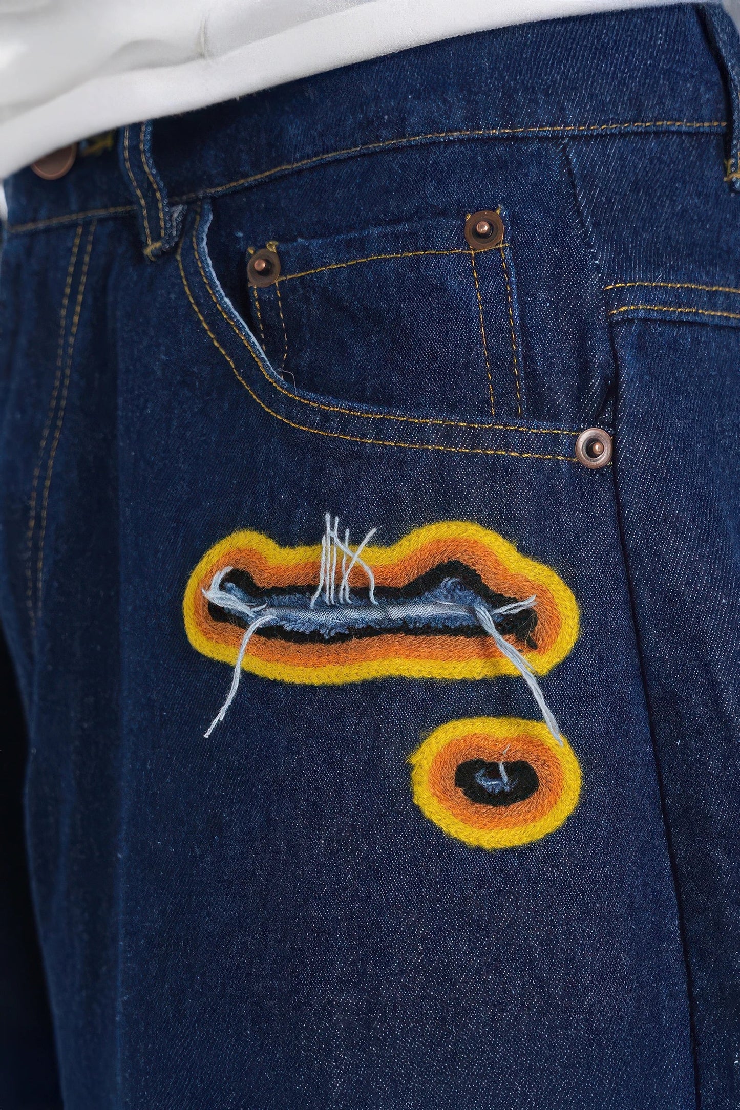 Flame Burnout Distressed Denim Shorts – Bold, Streetwear-Inspired Design