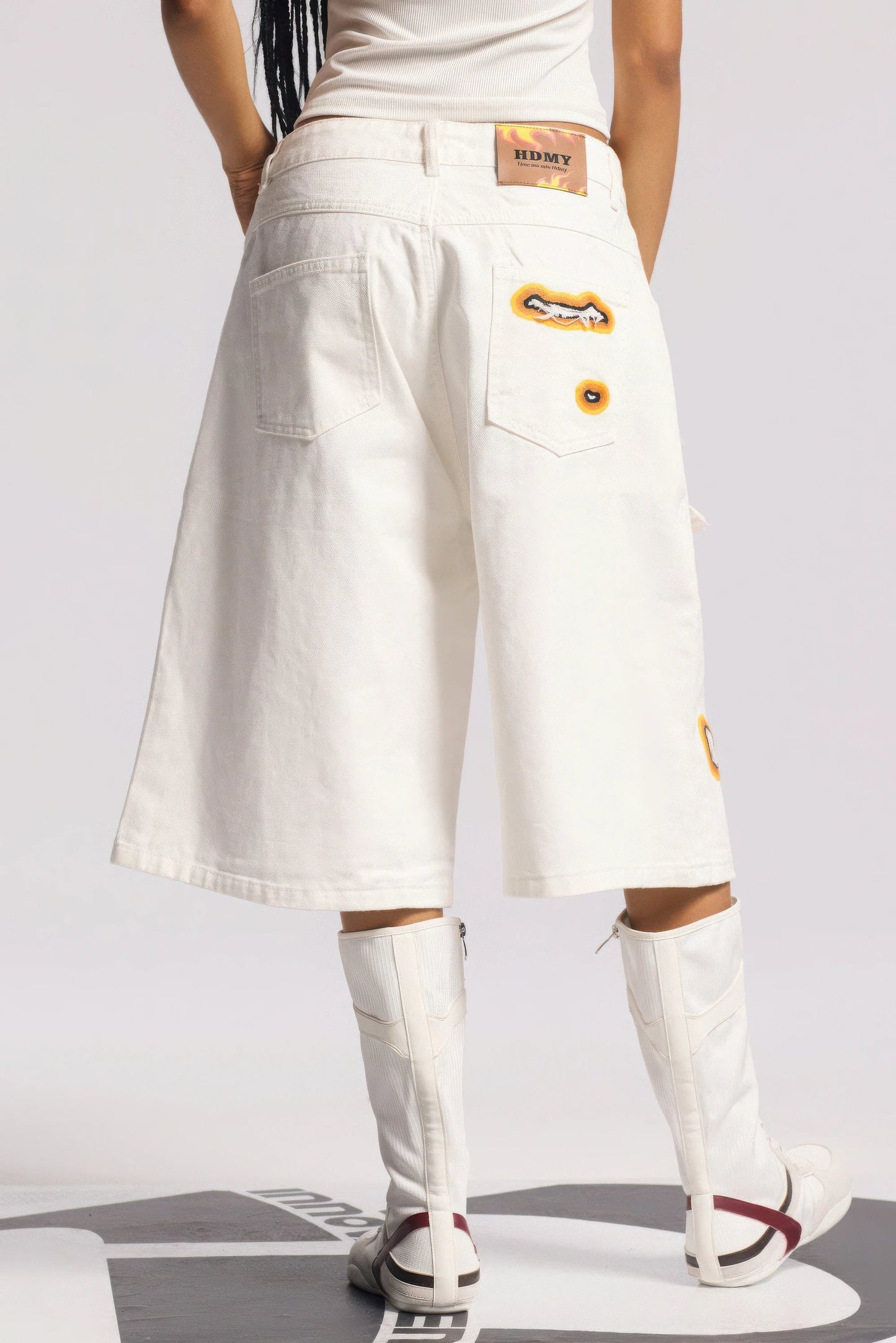 Flame Burnout Distressed Denim Shorts – Bold, Streetwear-Inspired Design