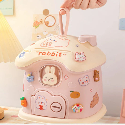 Cute Bunny House Coin Bank