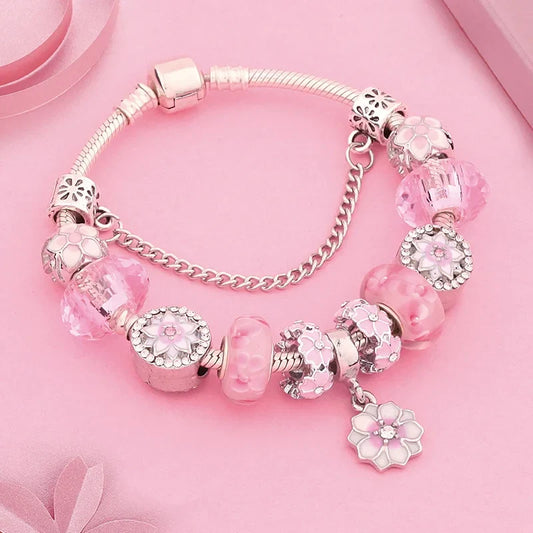 Bracelets à breloques roses Kawaii