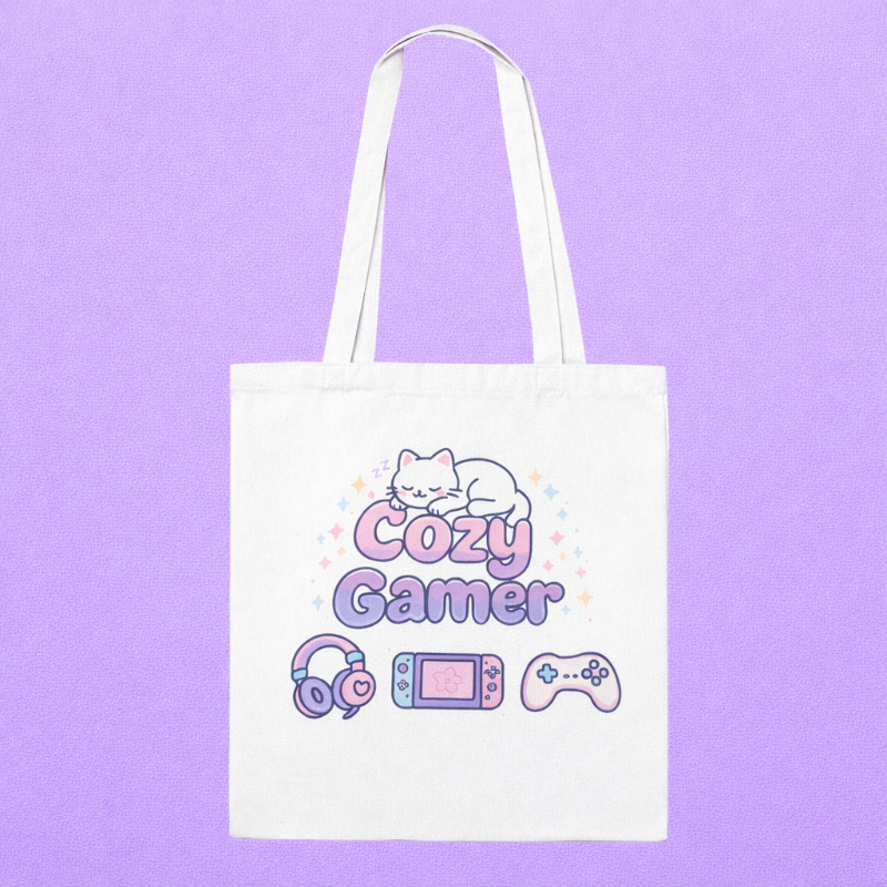 Kawaii "Cozy Gamer" Tote Bag
