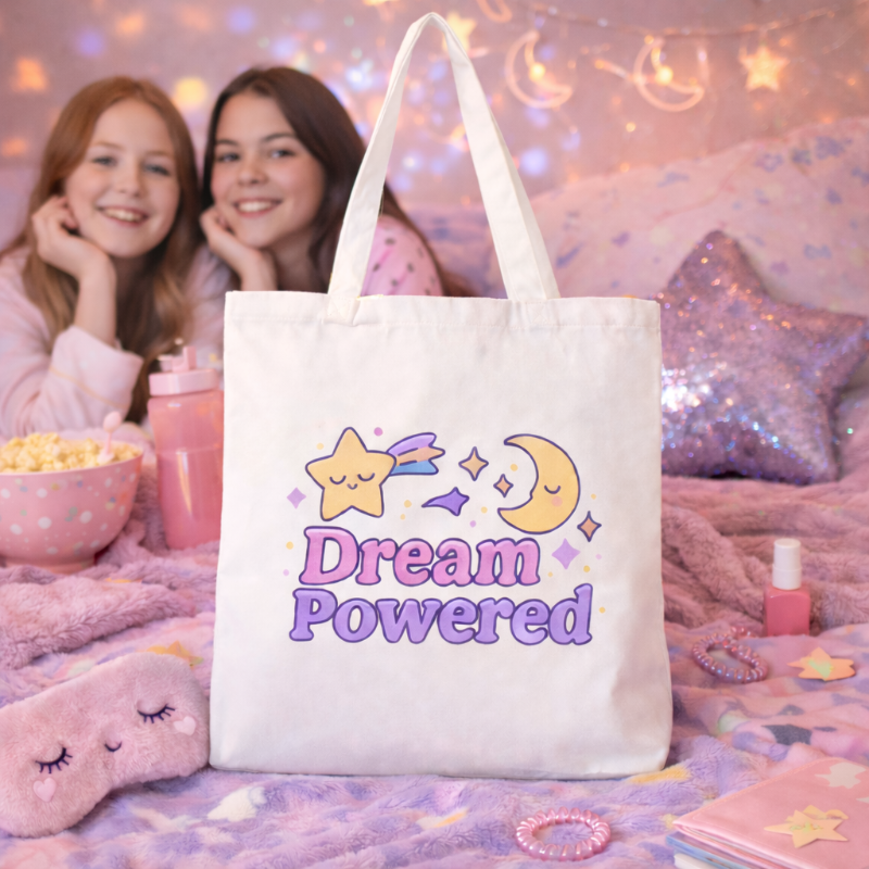 Kawaii "Dream Powered" Slumber Party Tote Bag