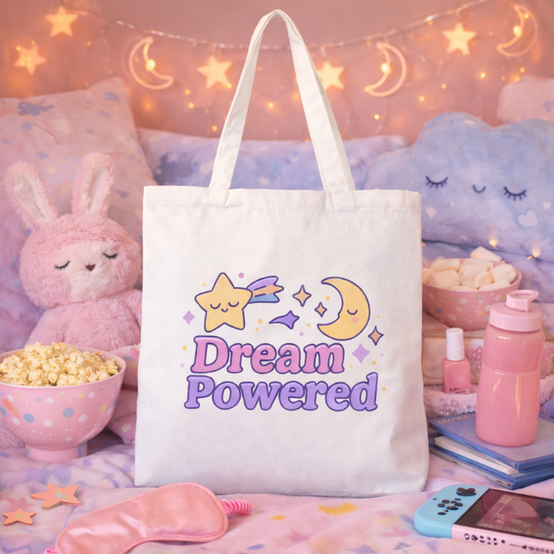 Kawaii "Dream Powered" Slumber Party Tote Bag