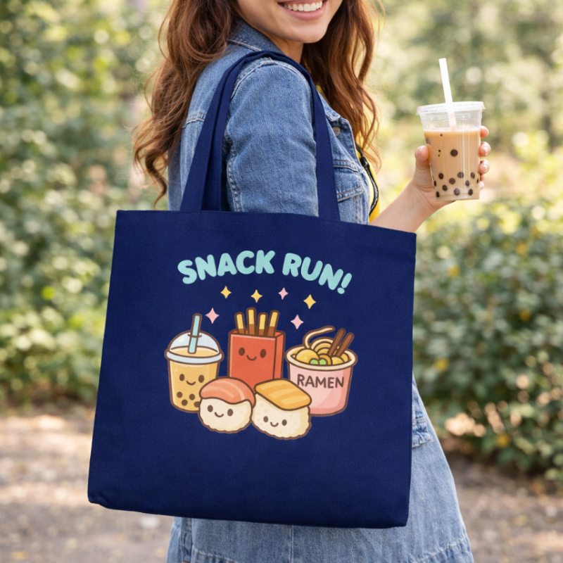 Kawaii "Snack Run" Tote Bag