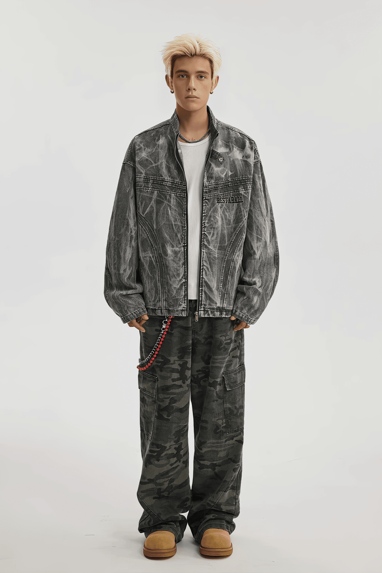 Winter Loose Graffiti Denim Jacket – Distressed & Motorcycle Style