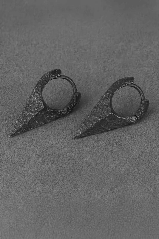 Neutral Black Rock Texture Geometric Ear Stud Earrings