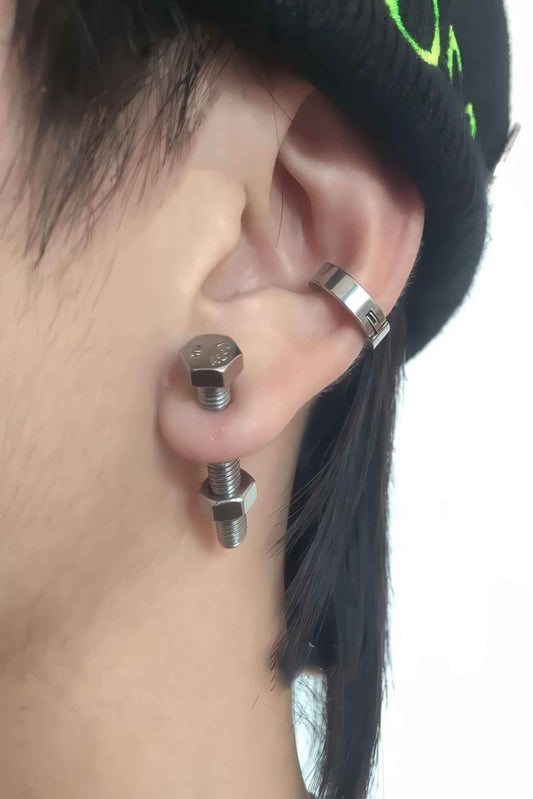 Nut and Bolt Stud Earrings for a Bold Industrial Look