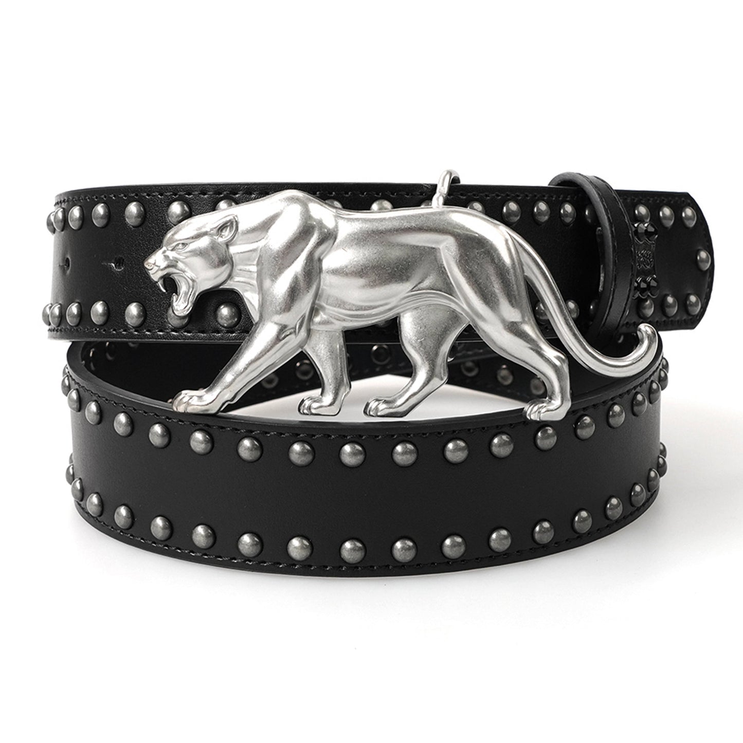 "PANTHER" BELT - BLACK LEATHER