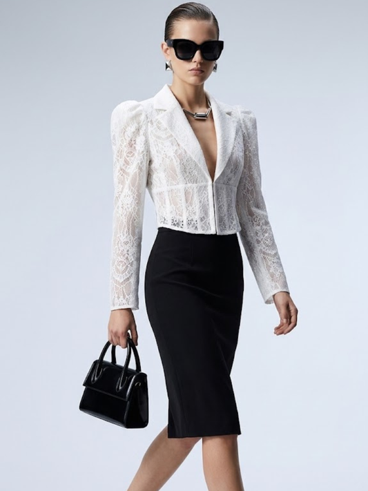 Fifth Ave Sheer Floral Lace Blazer