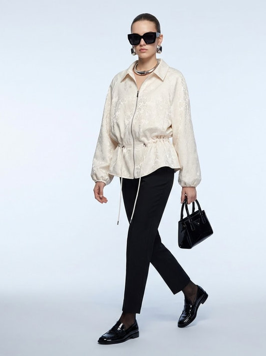 SoHo Luxe Floral Jacquard Zip Jacket