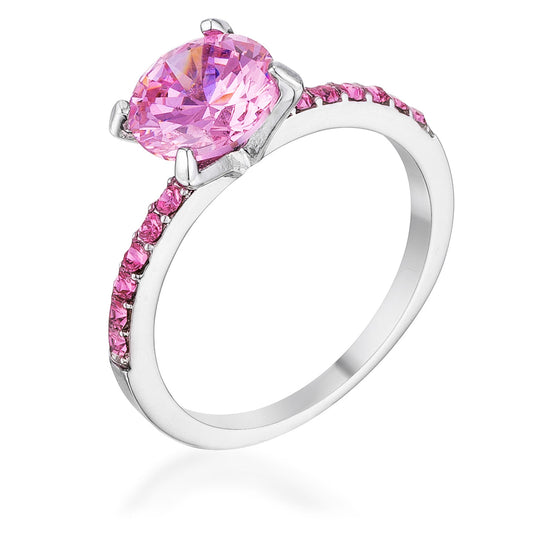 2.3Ct CZ Round Solitaire Pavé Band Ring