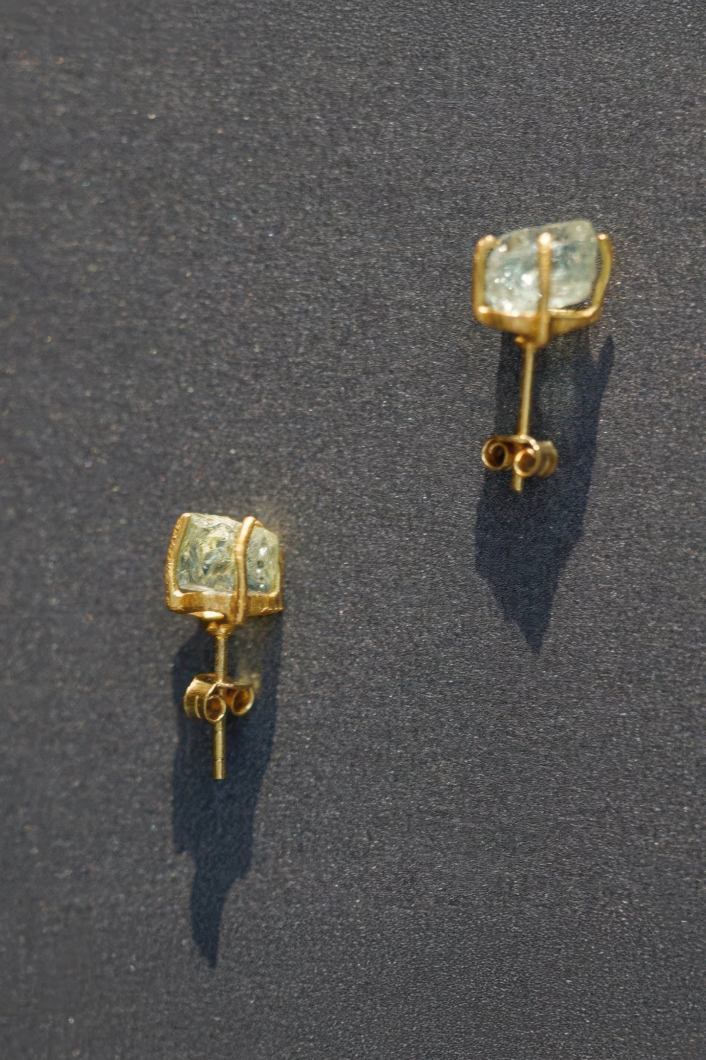Raw Gemstone Stud Earrings Pair