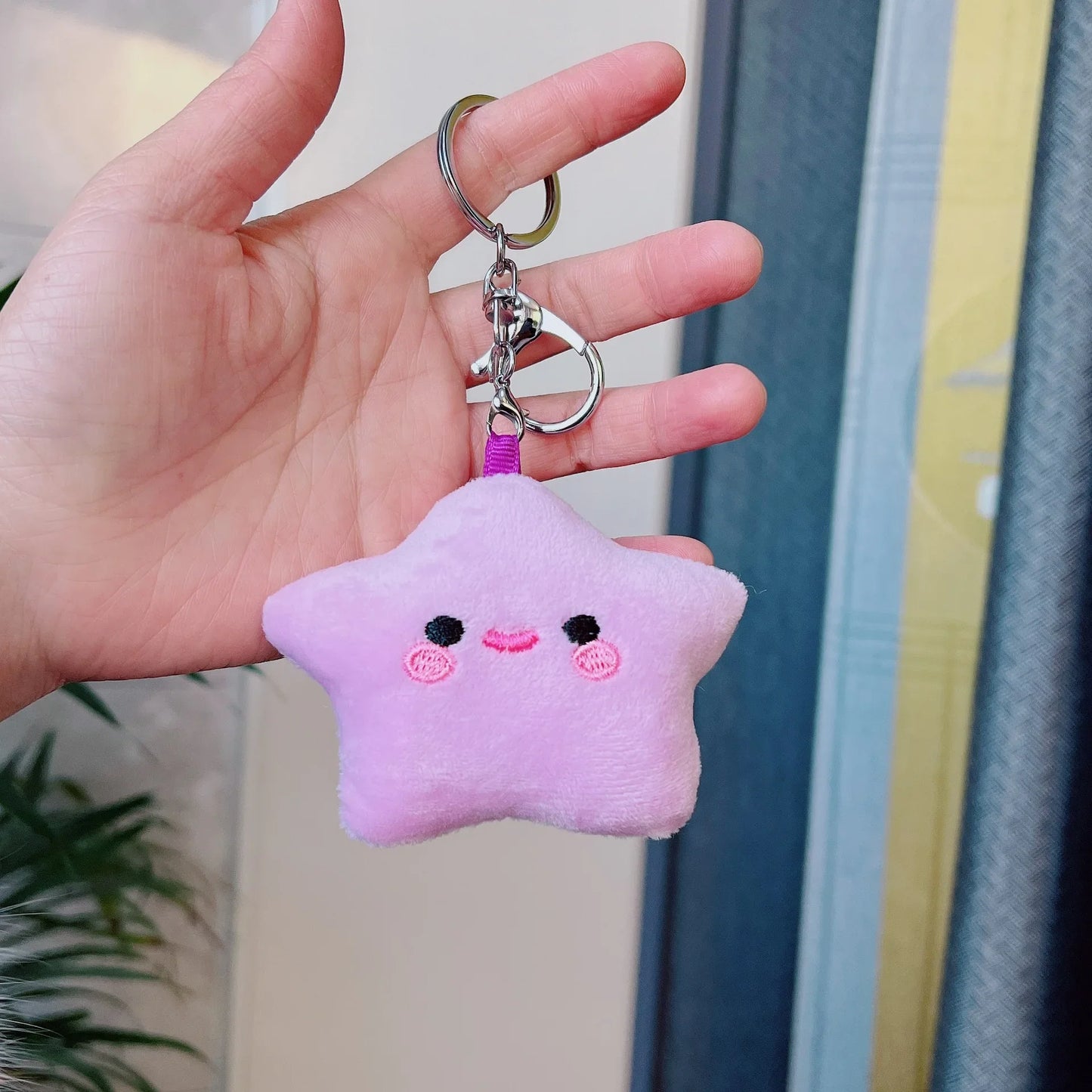 Porte-clés pendentif en peluche étoile kawaii