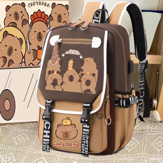 Sac à dos compagnons capybaras mignons avec trousse