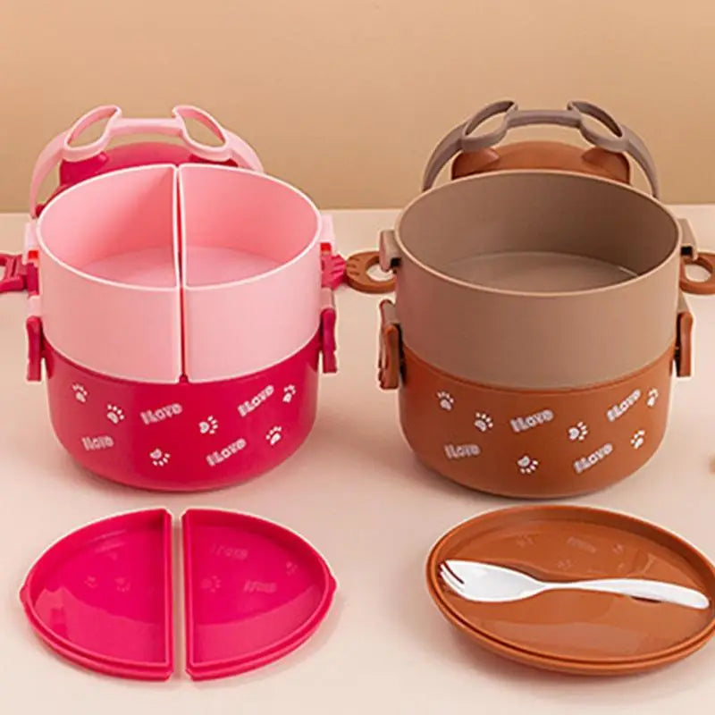 Caja bento apilable con forma de oso