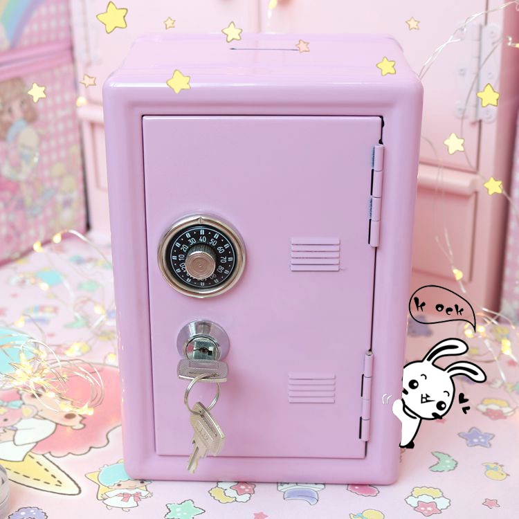 Pequeña caja fuerte rosa