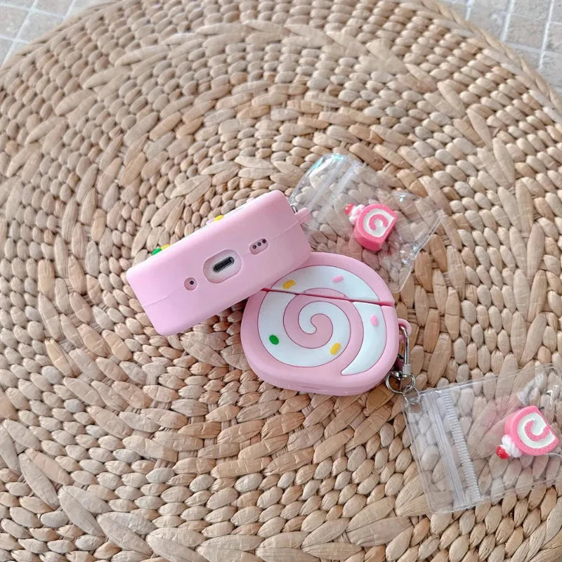 Strawberry Swiss Roll Wireless Earbuds Case
