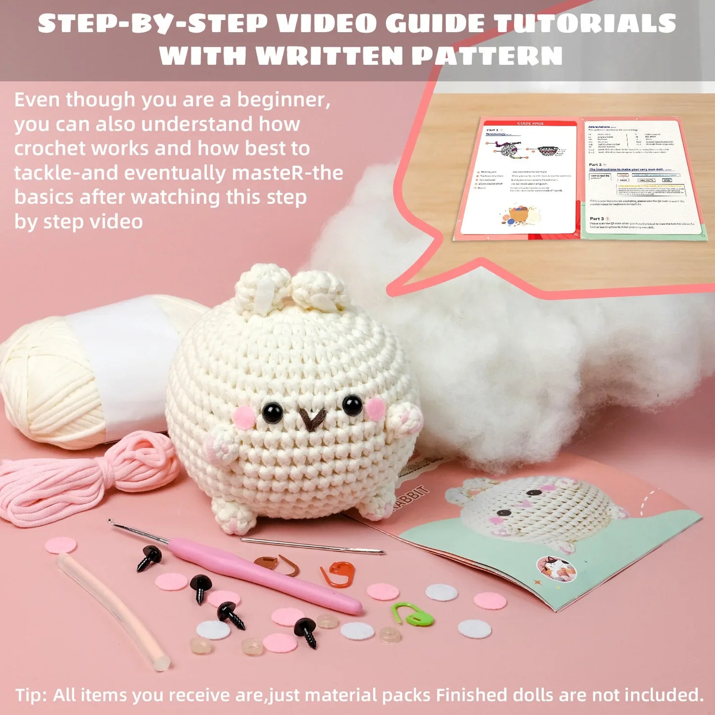 Chubby Bunny – Kit de crochet kawaii pour débutants