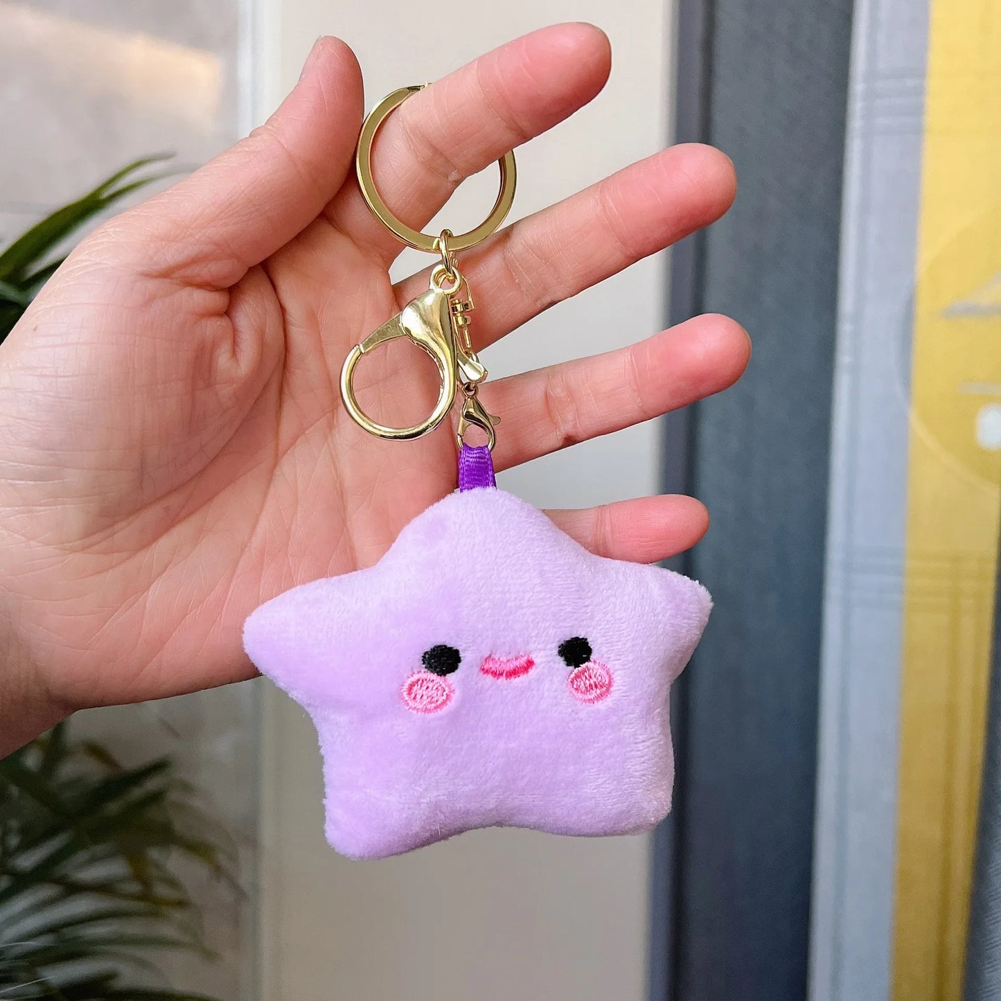 Porte-clés pendentif en peluche étoile kawaii