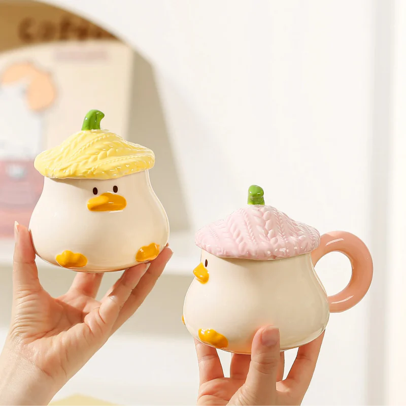Tasse canard Kawaii avec couvercle