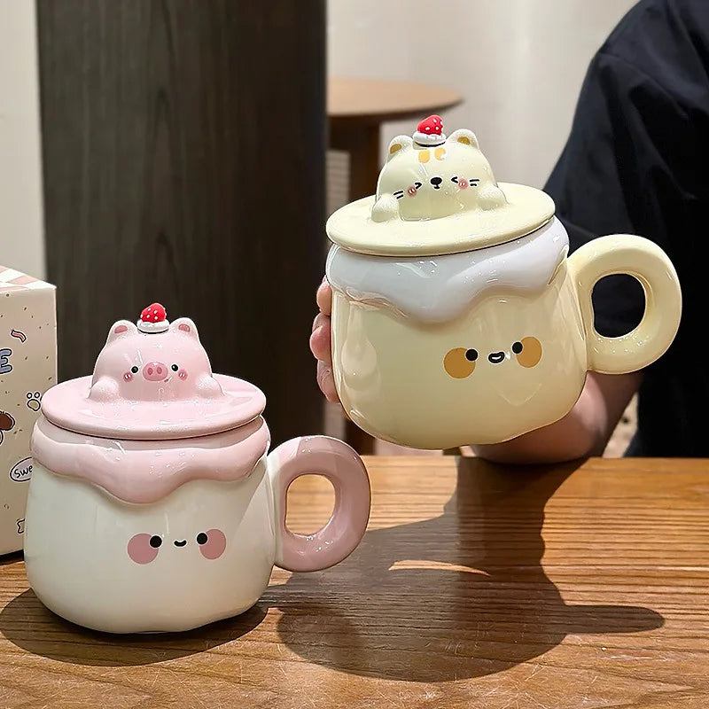 Mugs en céramique "Pudding Animaux Kawaii"