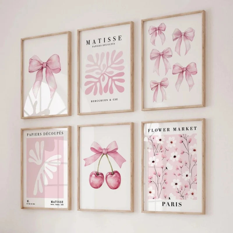 Kawaii Pastel Pink Prints Unframed 1-6PCS