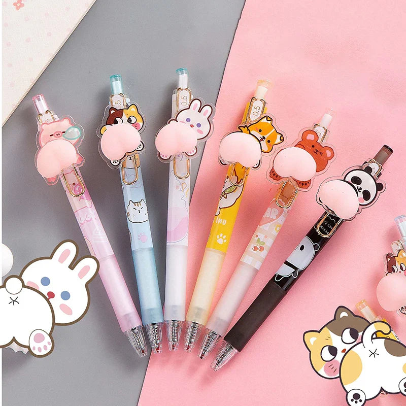 Bolígrafos de gel con forma de botín suave de animales kawaii