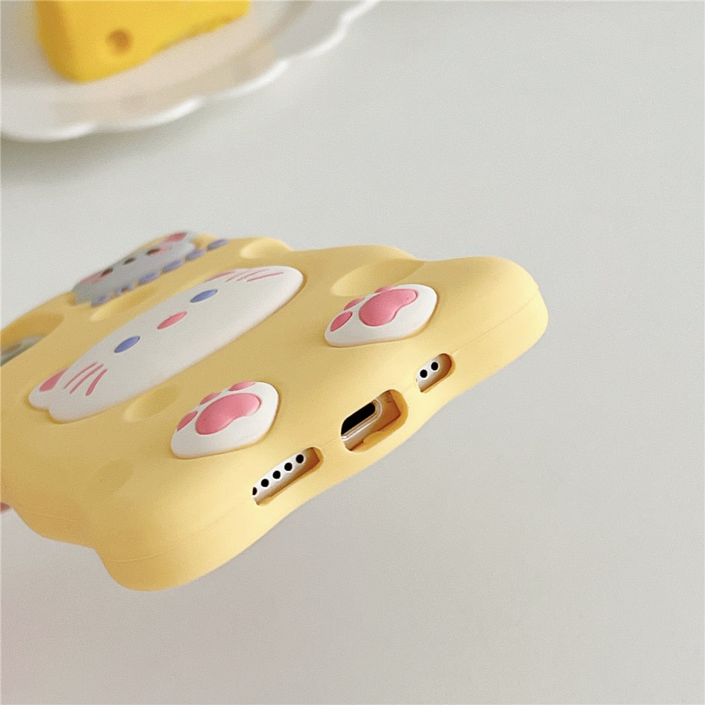 Funda para iPhone con diseño de gato y ratón con queso