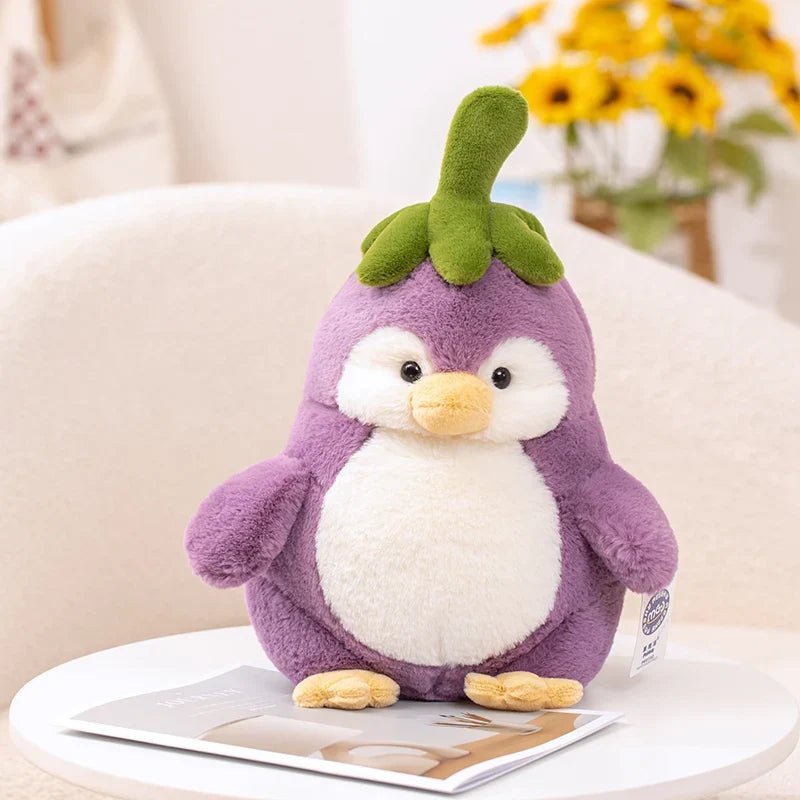 Peluches d'aubergine mignonnes pingouin