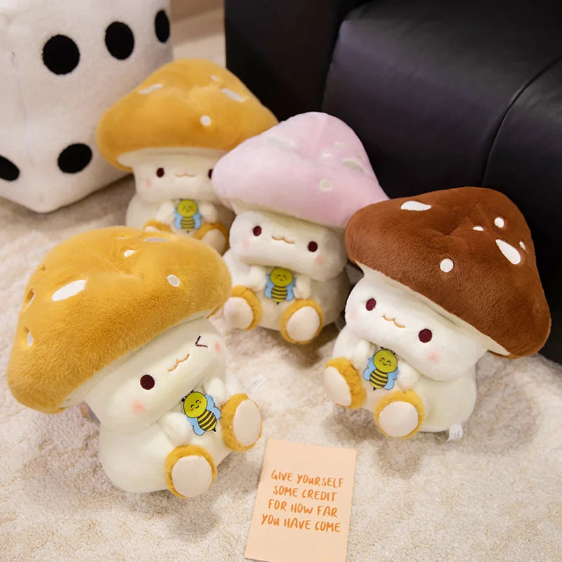 Peluches Kawaii Champignon et Abeille