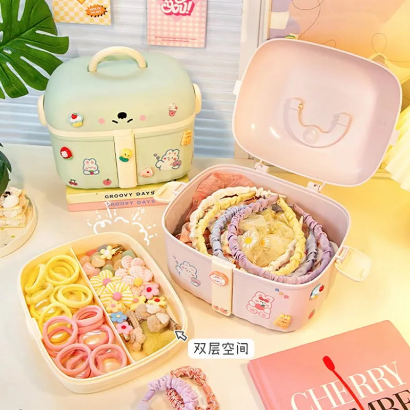 Cajas organizadoras de accesorios para el cabello en tonos pastel