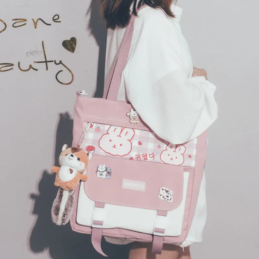Bolsa de lona con estampado de conejito