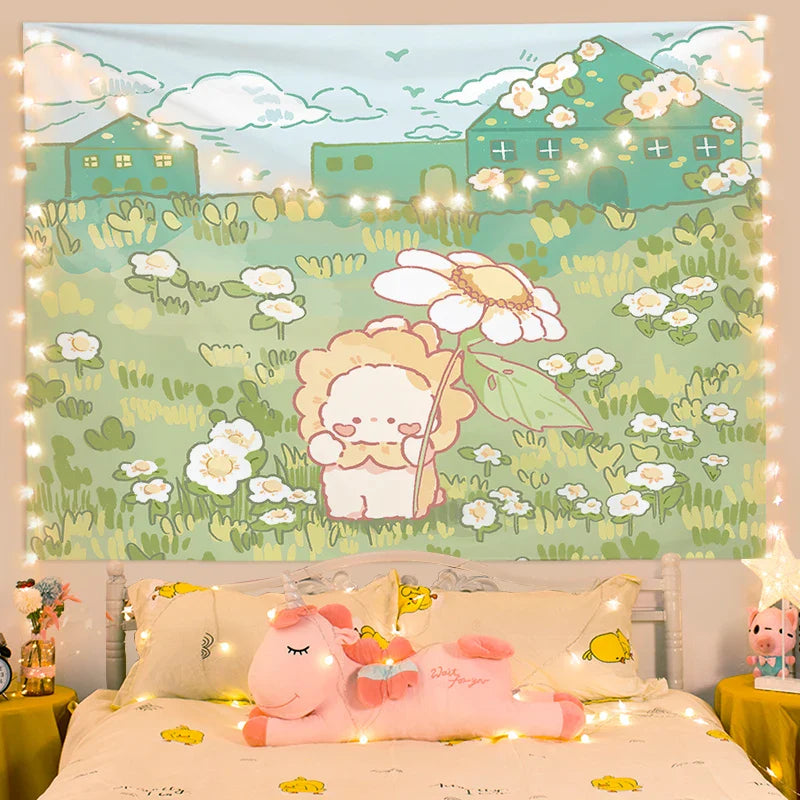 Tapiz de pared de conejito kawaii