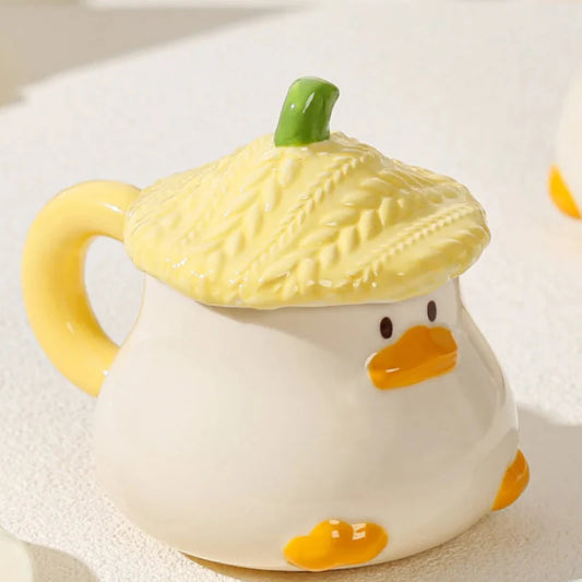 Tasse canard Kawaii avec couvercle