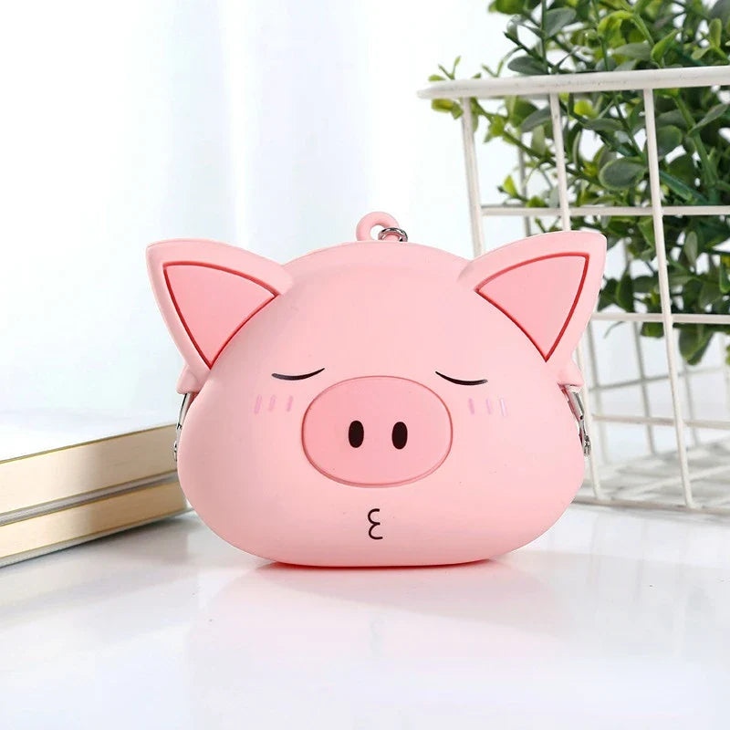 Porte-monnaie en silicone Cochon rose