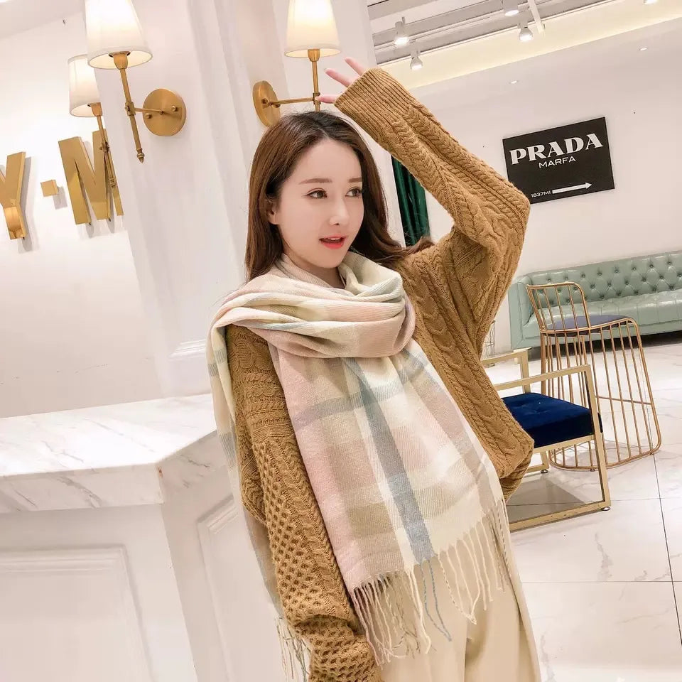 Écharpes à carreaux roses