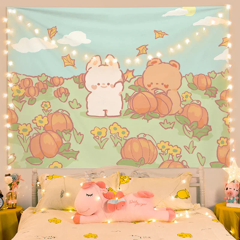 Tapiz de pared de conejito kawaii