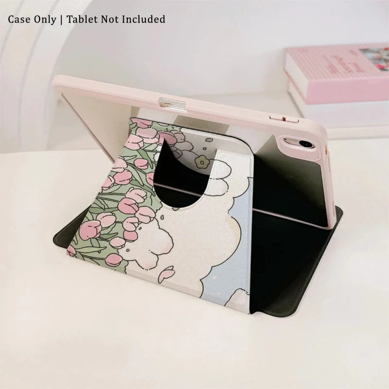 Kawaii Tulips & Bunnies Tablet Case